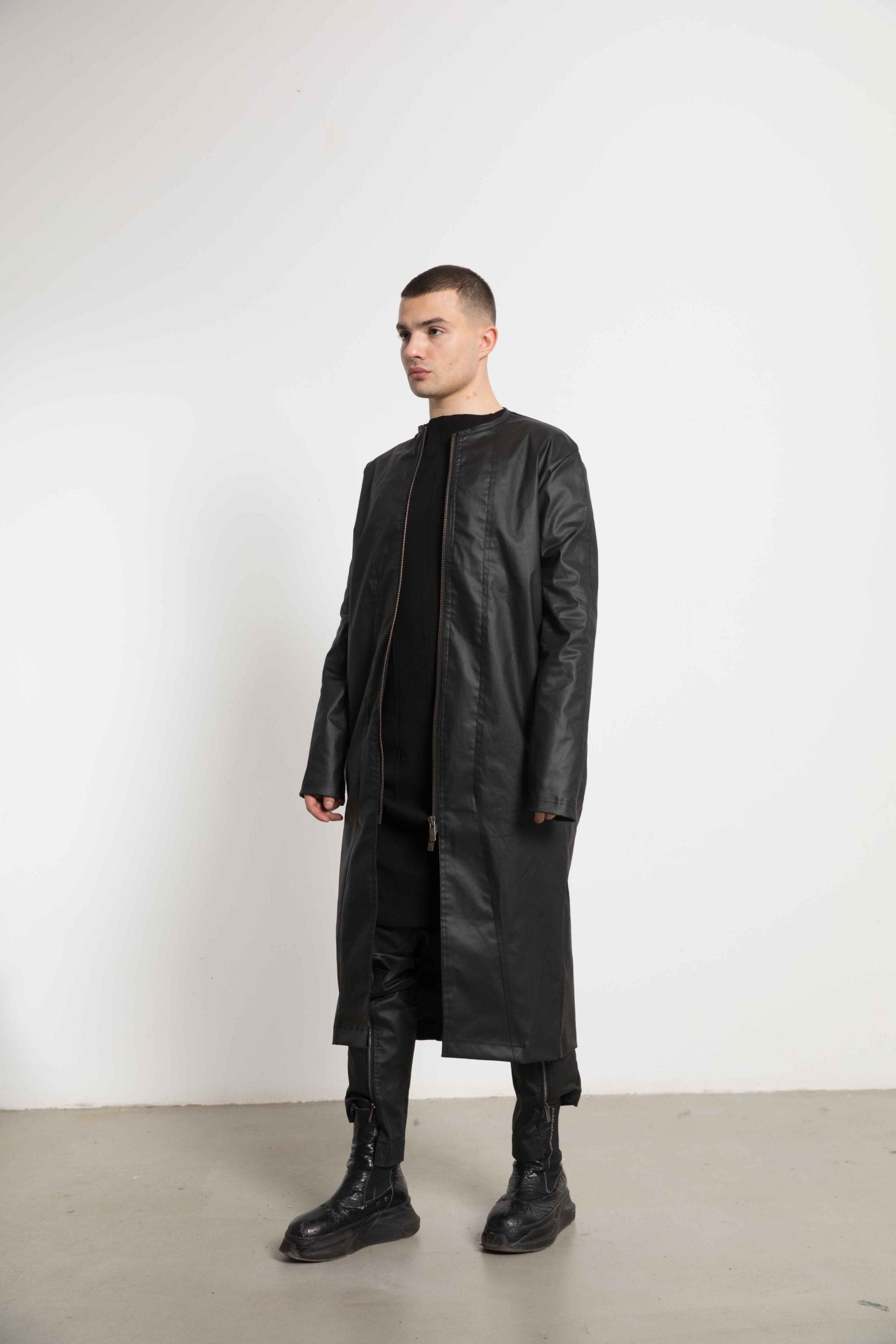 Denim Geometric Long Jacket - Avant Gardist