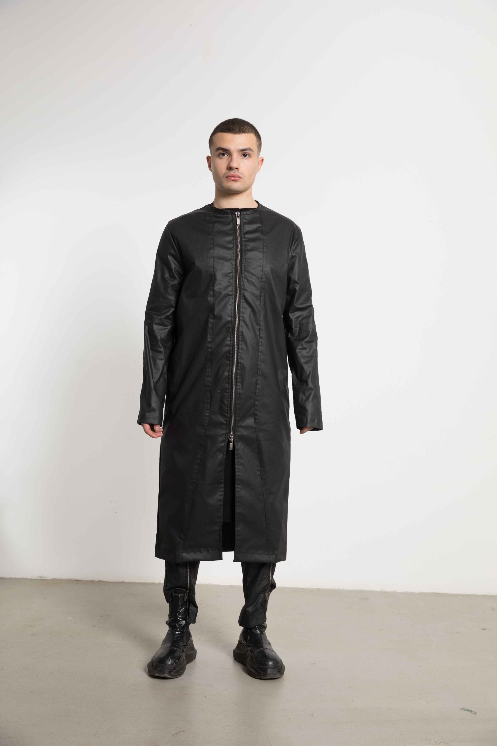 Denim Geometric Long Jacket - Avant Gardist