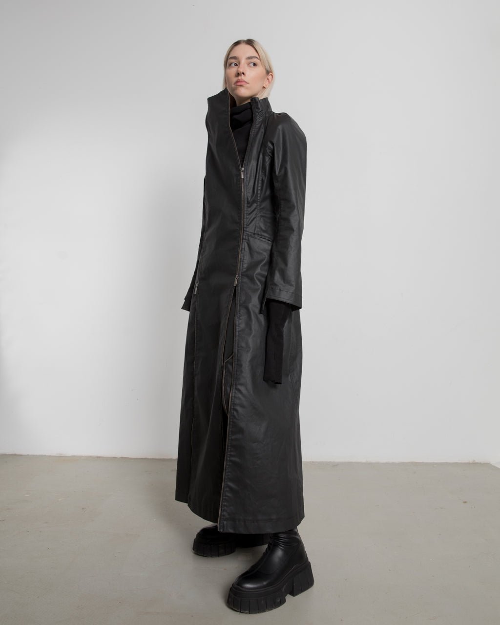 Denim Double Zipped Long Jacket - Avant Gardist