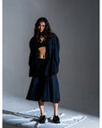 CROPPED SHOULDER JACKET (PINSTRIPE)