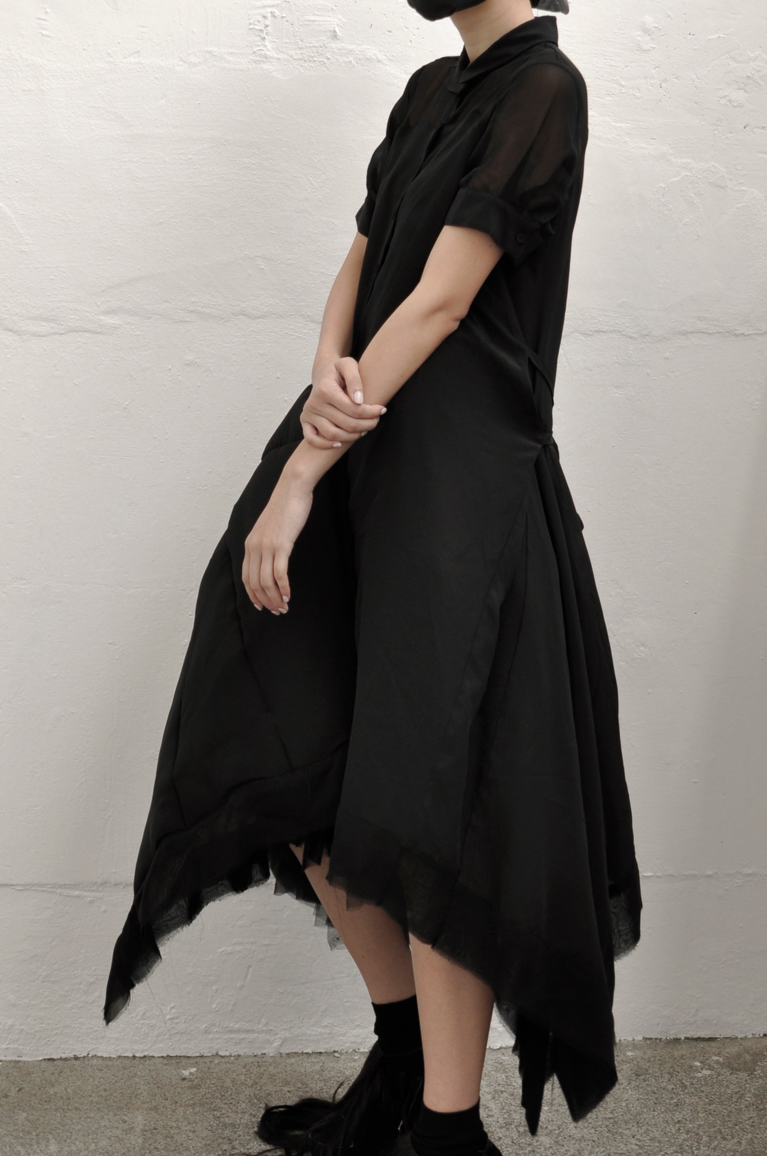 QUILTED SILK SHIRT DRESS