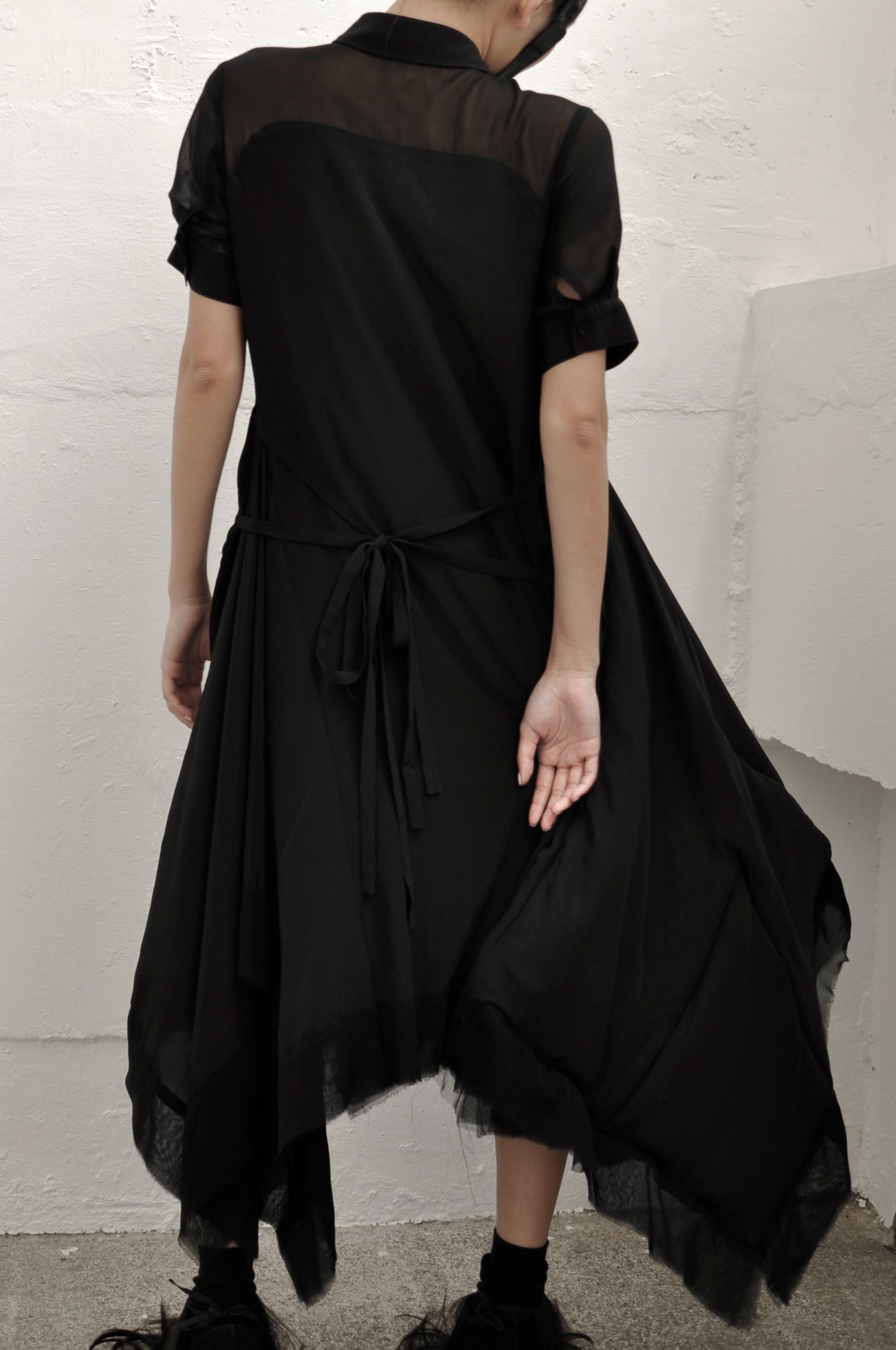 QUILTED SILK SHIRT DRESS