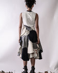 Denim Circle Patched Skirt