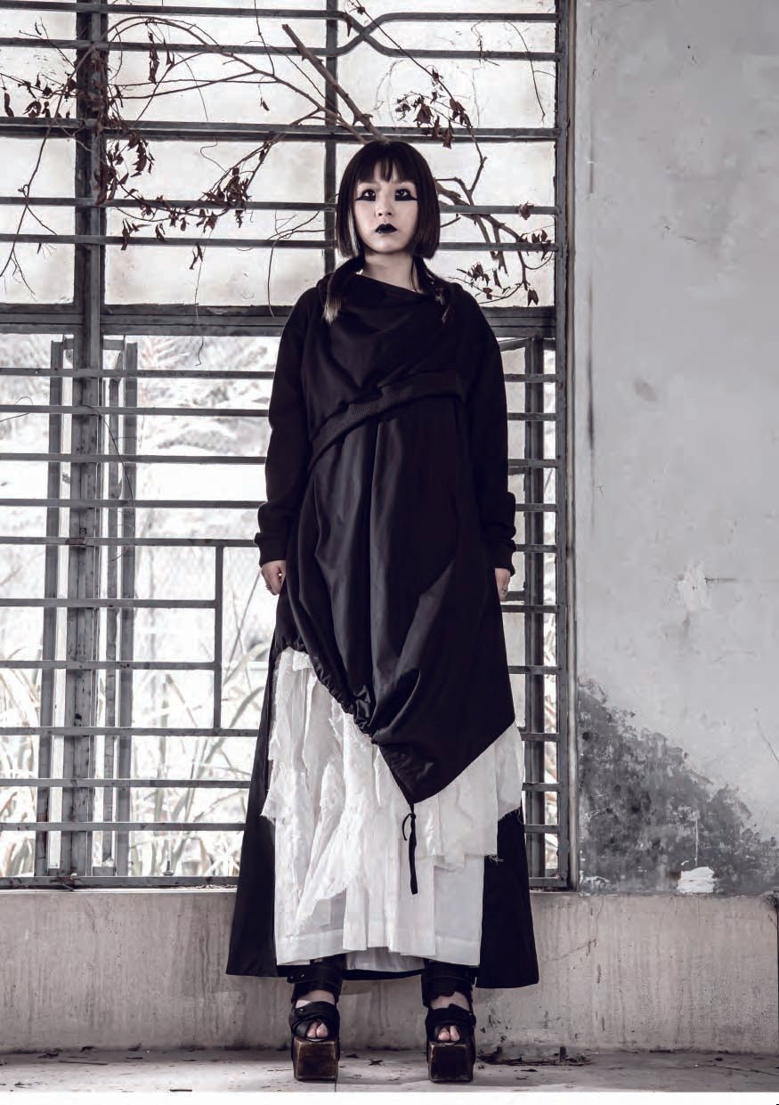 double layer maxi dress Double Layer Long Dress MEDIUM / Black