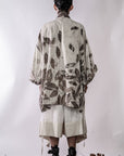 Handmade Botanical Print Double Breasted Oversize Kimono Jacket