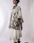 Handmade Botanical Print Double Breasted Oversize Kimono Jacket
