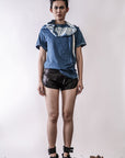 Handmade Shibori Indigo Dye Draped T-shirt - Avant Gardist