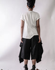 Mixed Fabric Asymmetric Shirt