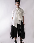 Mixed Fabric Asymmetric Shirt