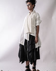 Mixed Fabric Asymmetric Shirt