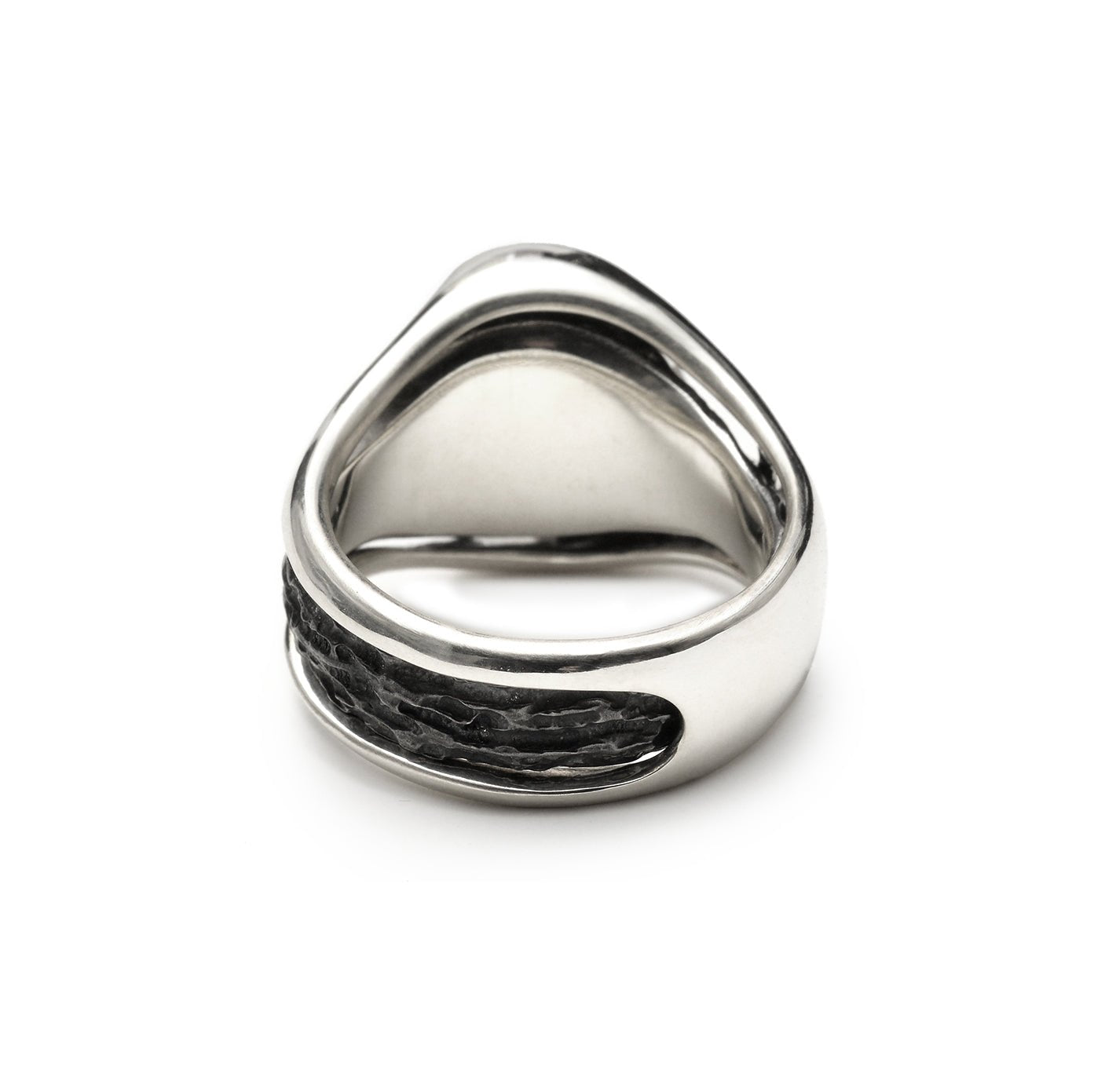 fusion - oval sterling silver combination signet ring - Avant Gardist