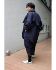 Coat - Long Coat Cocoon Shape with Elevated Panels