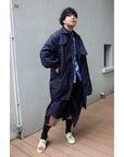 Coat - Long Coat Cocoon Shape with Elevated Panels
