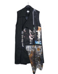 SOUNDWAVE PRINTS SLEEVELESS LONG COAT