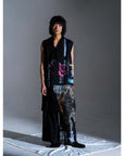 SOUNDWAVE PRINTS SLEEVELESS LONG COAT