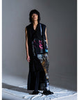 SOUNDWAVE PRINTS SLEEVELESS LONG COAT