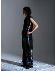 SOUNDWAVE PRINTS SLEEVELESS LONG COAT
