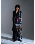 SOUNDWAVE PRINTS SLEEVELESS LONG COAT
