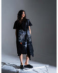 SOUNDWAVE PRINTS SLEEVELESS LONG COAT