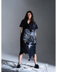 SOUNDWAVE PRINTS SLEEVELESS LONG COAT