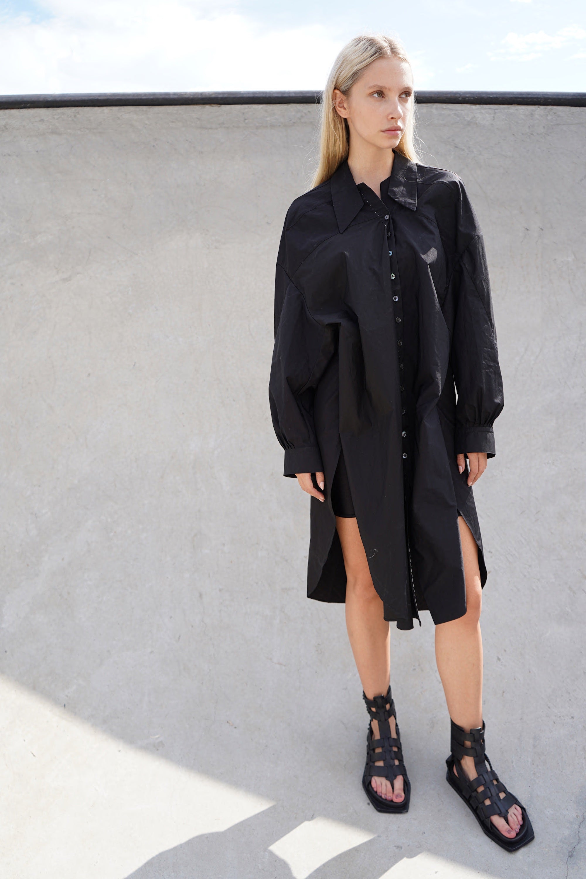 LINDA SPILT COLLAR SHIRT DRESS