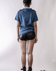 Handmade Shibori Indigo Dye Draped T-shirt - Avant Gardist