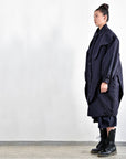 Coat - Long Coat Cocoon Shape with Elevated Panels