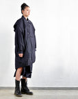 Coat - Long Coat Cocoon Shape with Elevated Panels