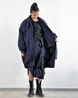 Coat - Long Coat Cocoon Shape with Elevated Panels