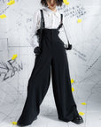 Deconstructed Corset-Like Wide-Leg Trousers with Suspenders