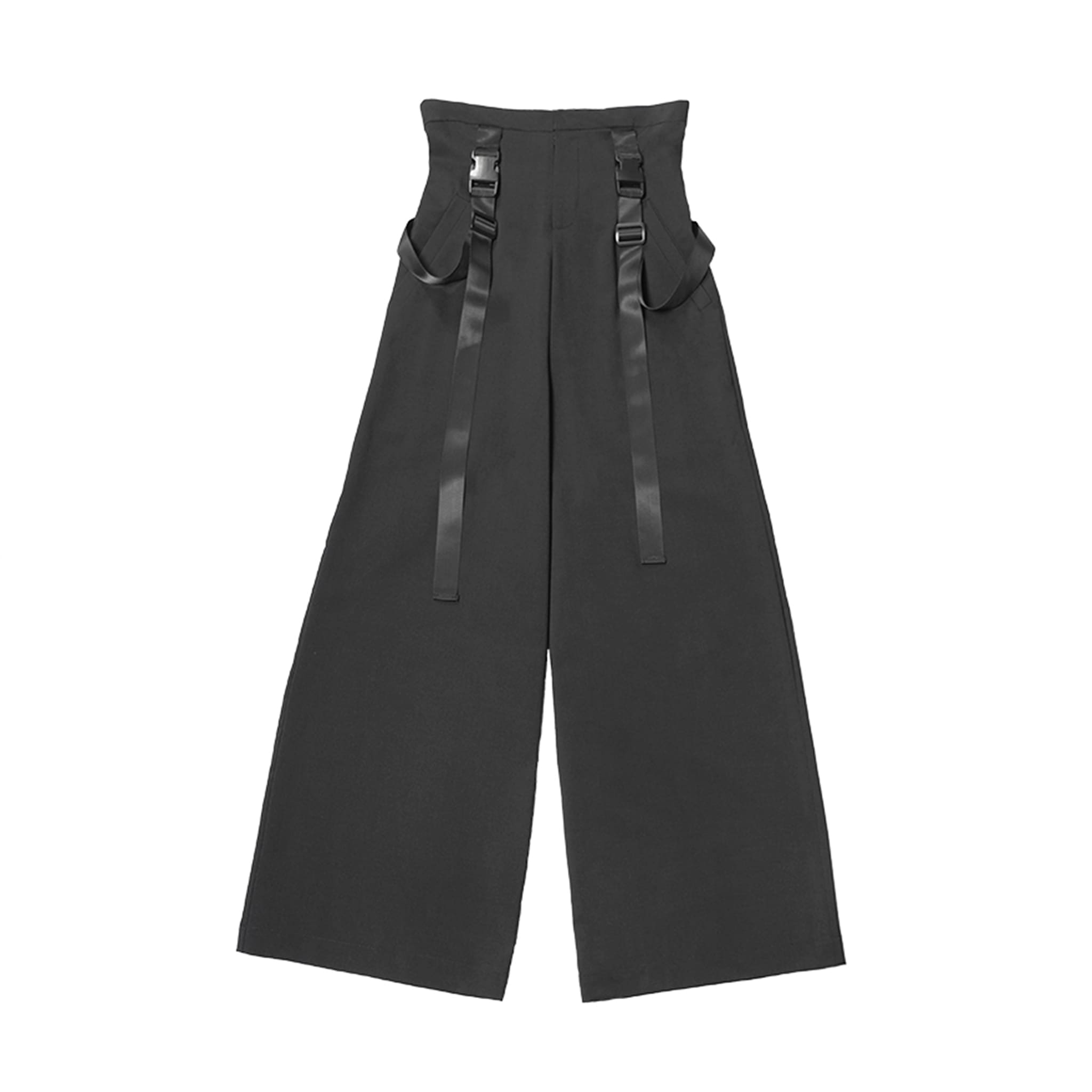 Deconstructed Corset-Like Wide-Leg Trousers with Suspenders