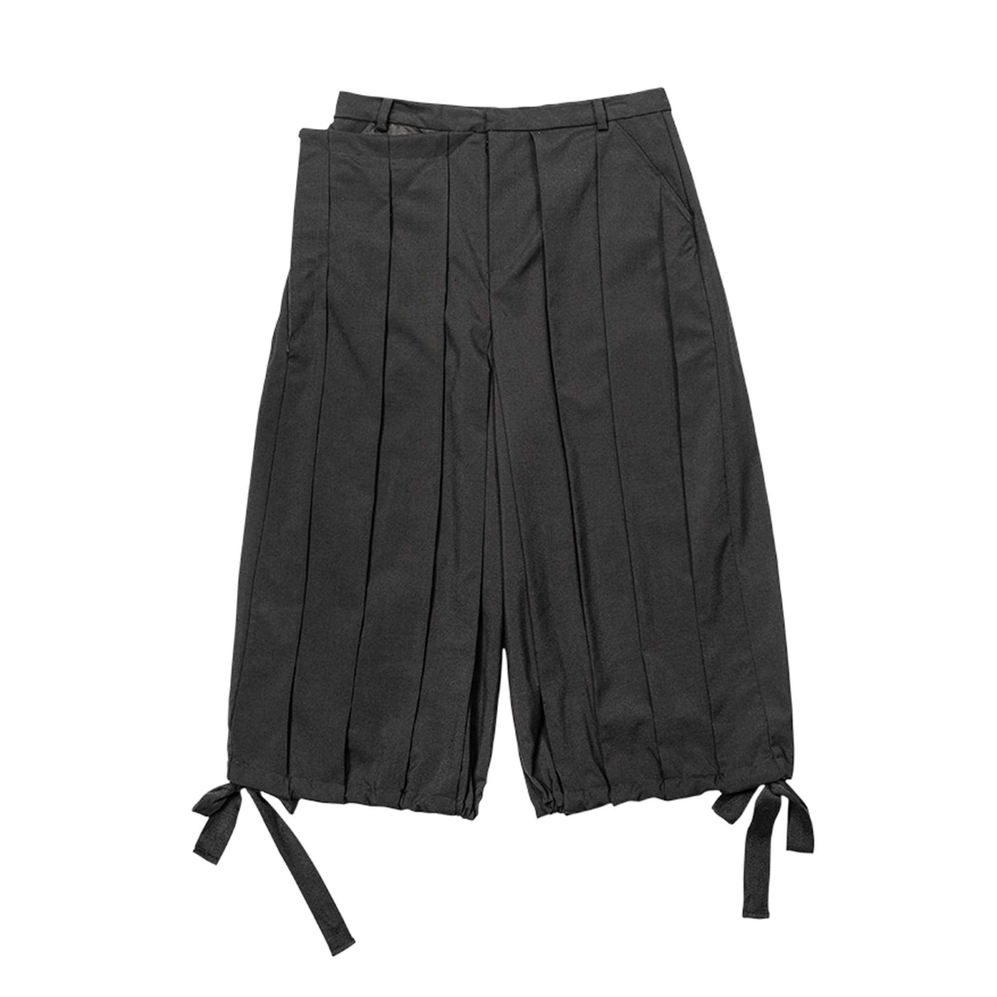 Deconstructed Pleated Wide-Leg Shorts
