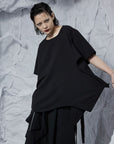 Short Sleeve Top with Draping Pocket