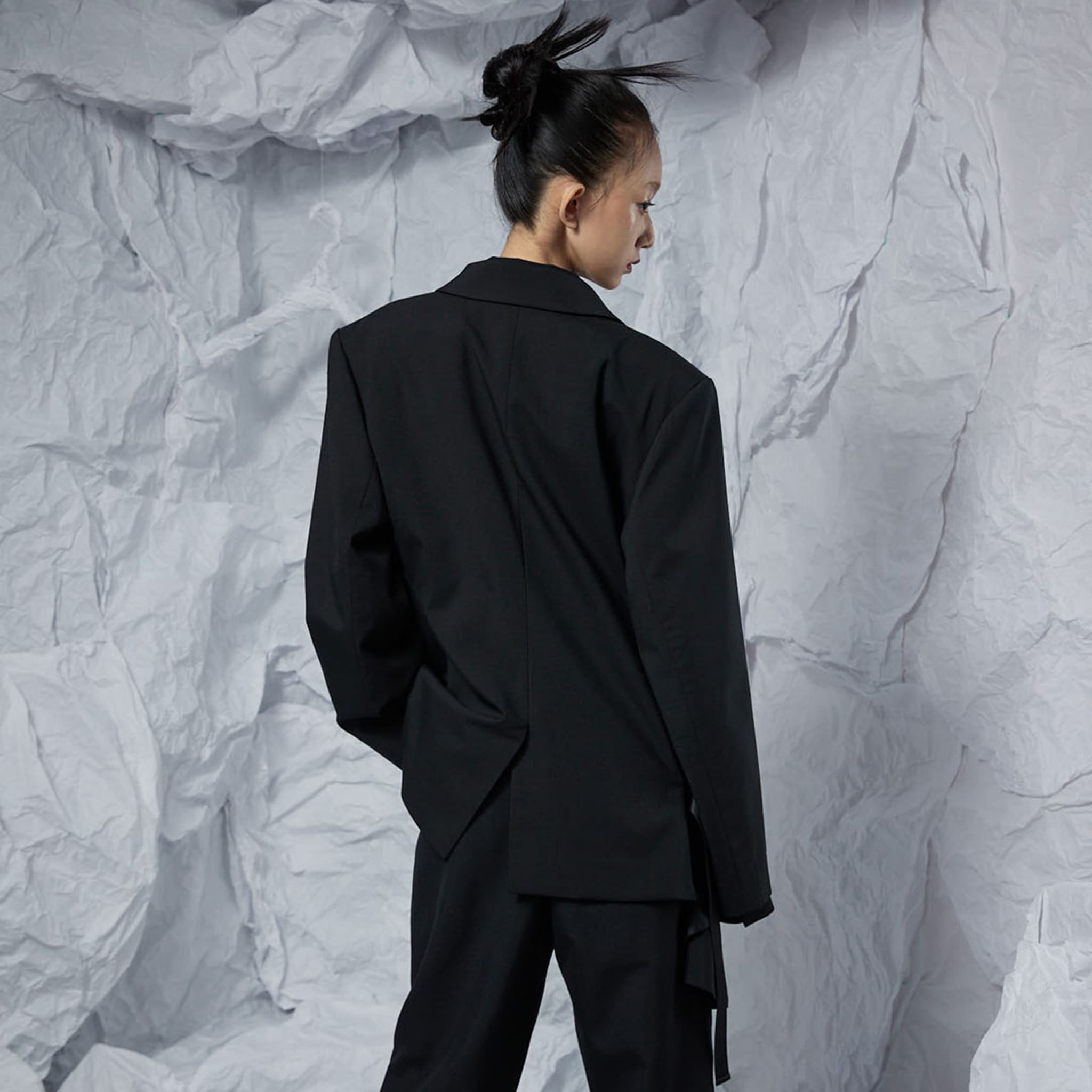 Side Draping Buckle Suit