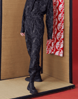 Japanese Crest White Crane Print Suit Trousers - Avant Gardist