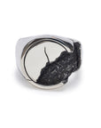 erosion - Round sterling silver signet ring