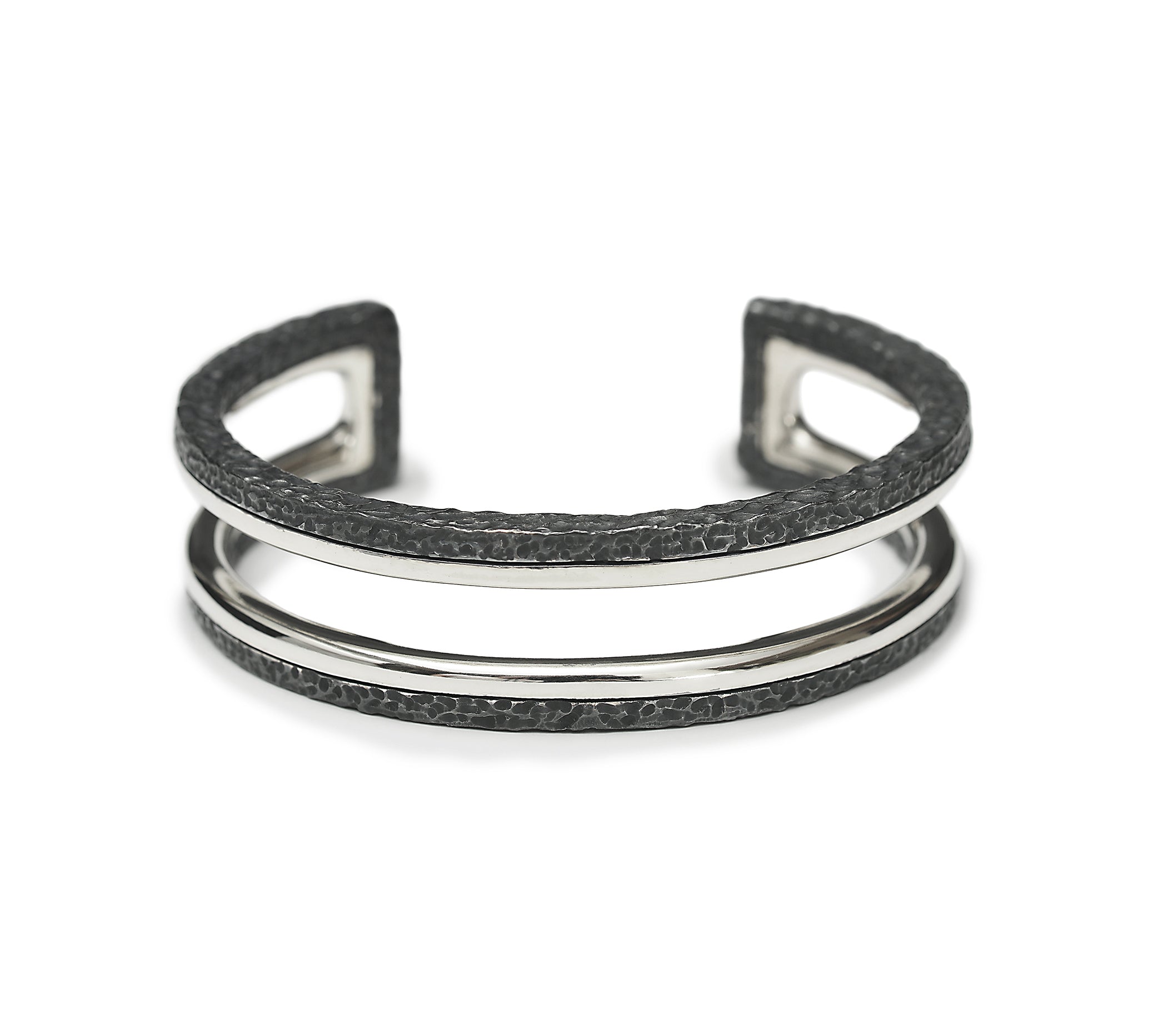 essence - Two line thick sterling silver bracelet