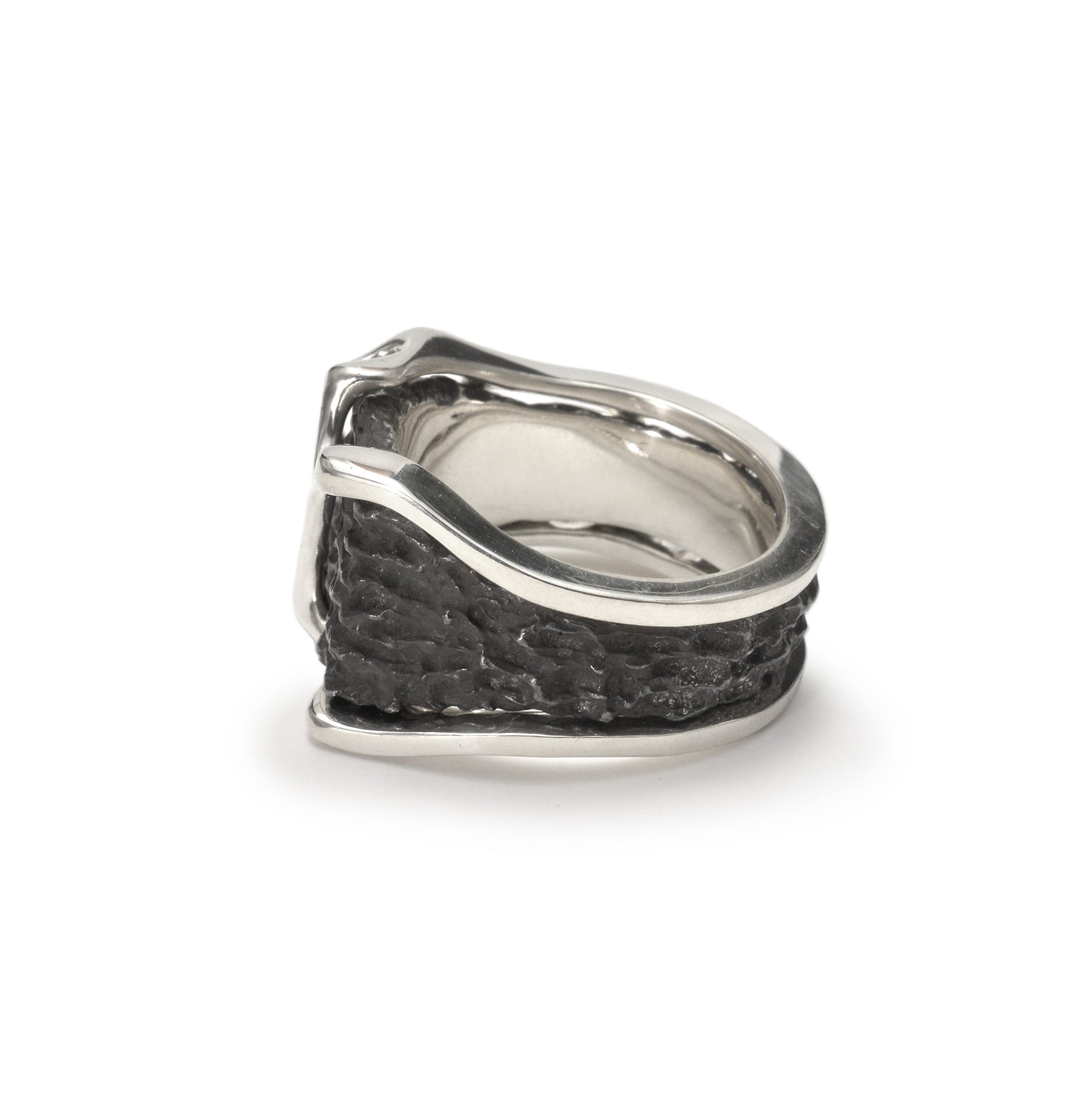 fusion - Square sterling silver combination signet ring