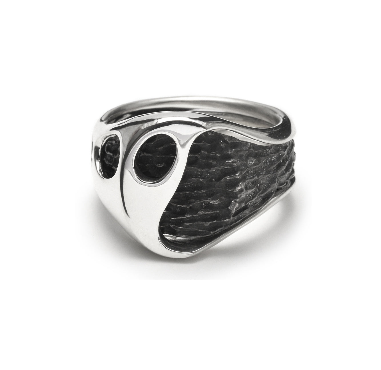 fusion - oval sterling silver combination signet ring