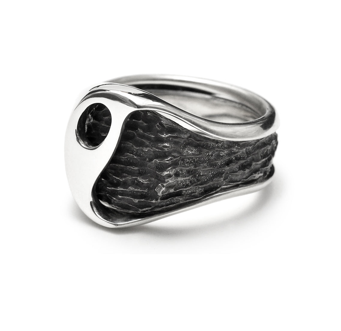 fusion - oval sterling silver combination signet ring - Avant Gardist