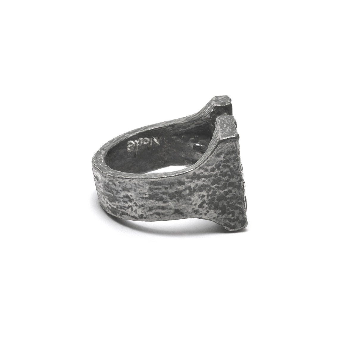 weathering - Square sterling silver signet ring