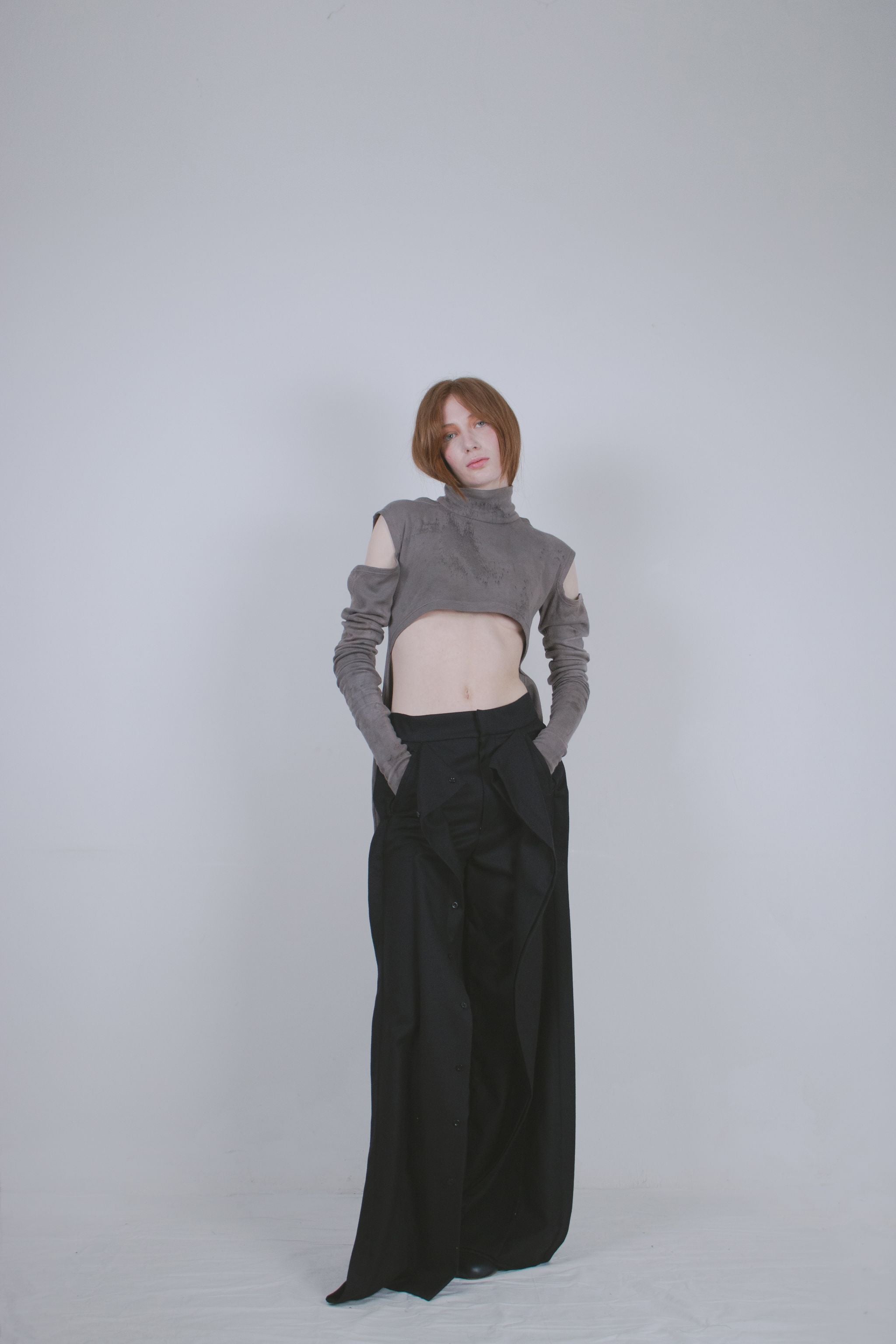 Black Wool Buttoned Trousers