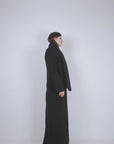 Black Wool Tailored Coat with Scarf