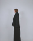 Black Wool Tailored Coat with Scarf