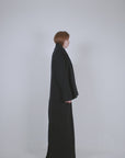 Black Wool Tailored Coat with Scarf