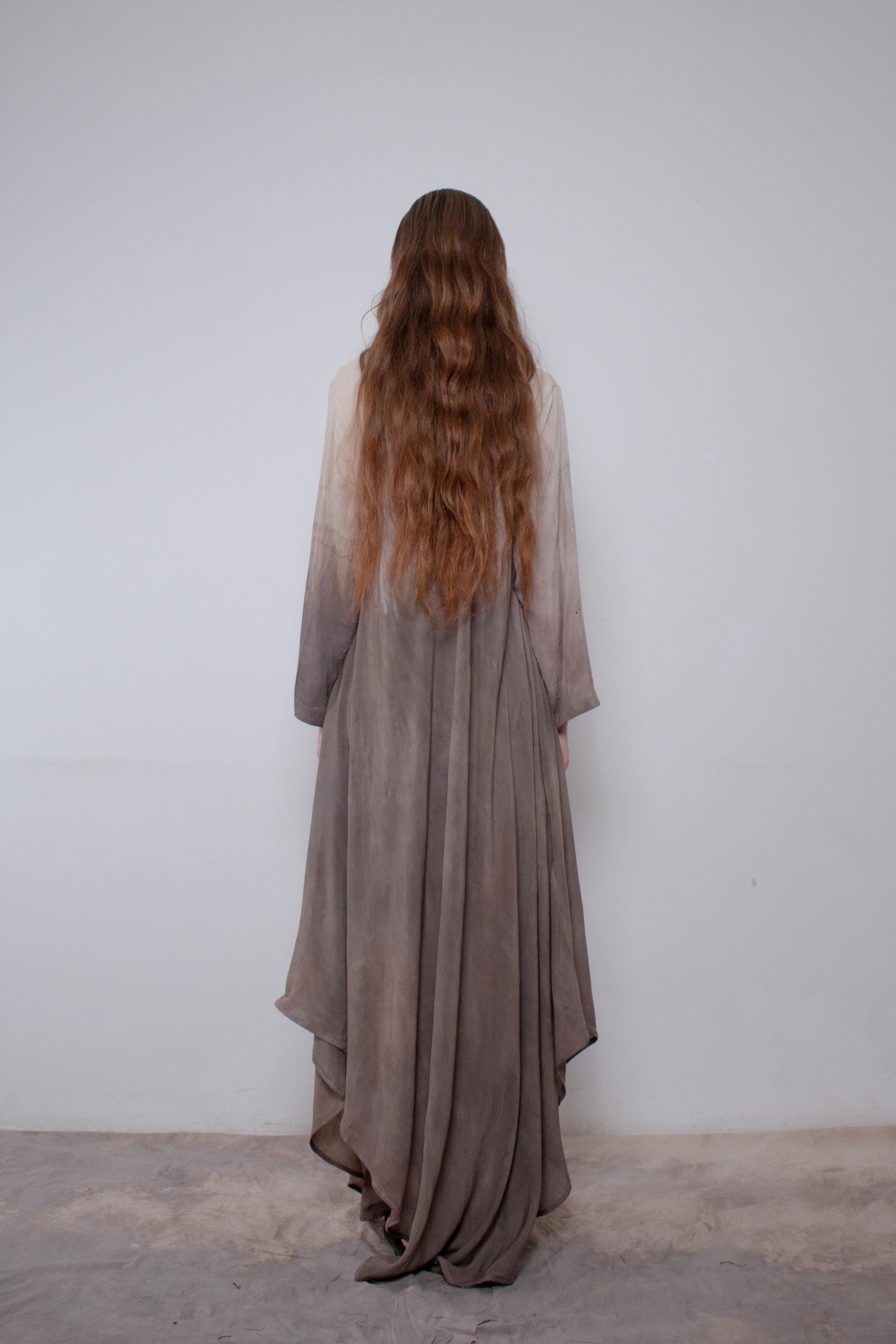 Naturally Dyed Dark Cotton Voile Dress - Avant Gardist