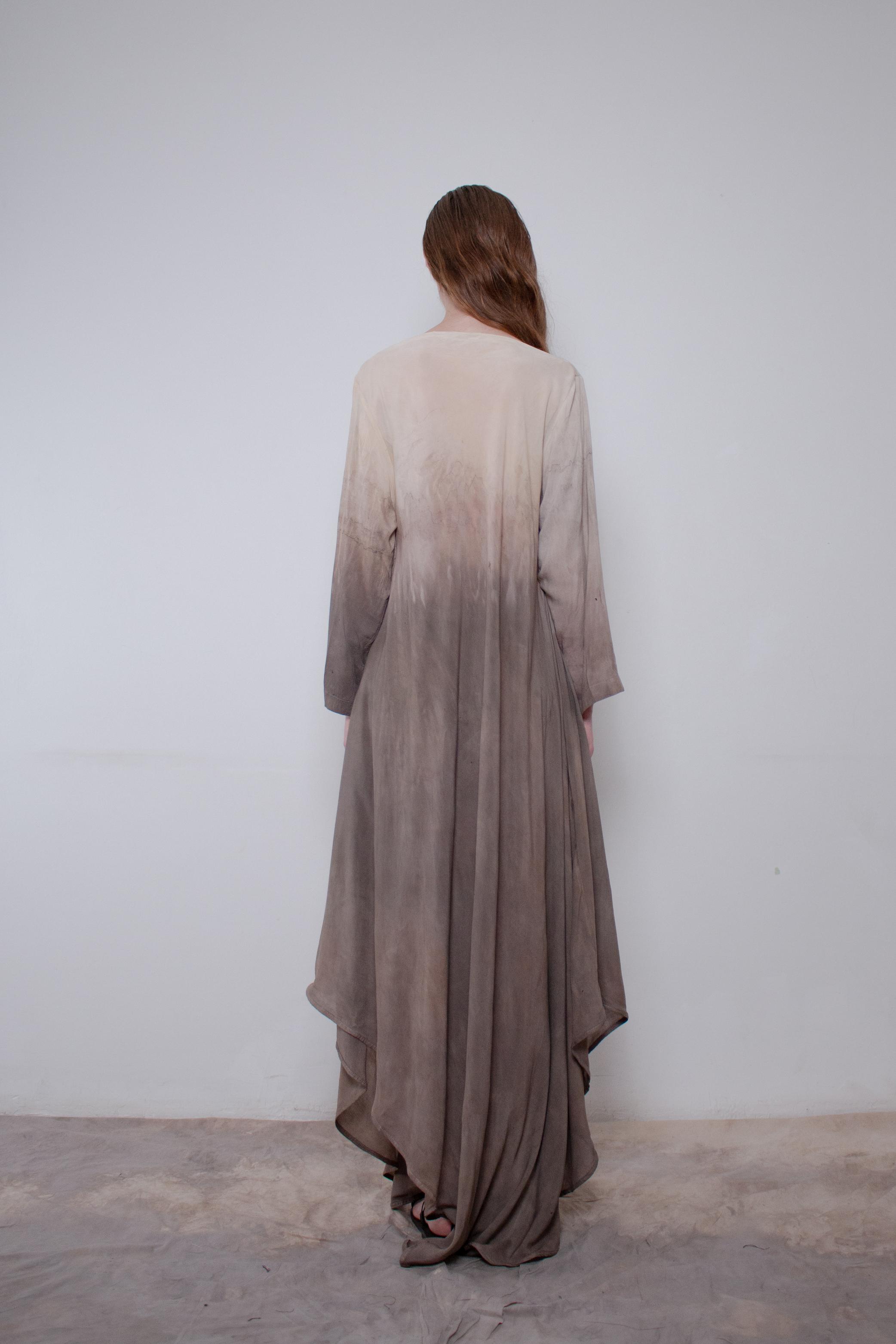 Naturally Dyed Dark Cotton Voile Dress - Avant Gardist