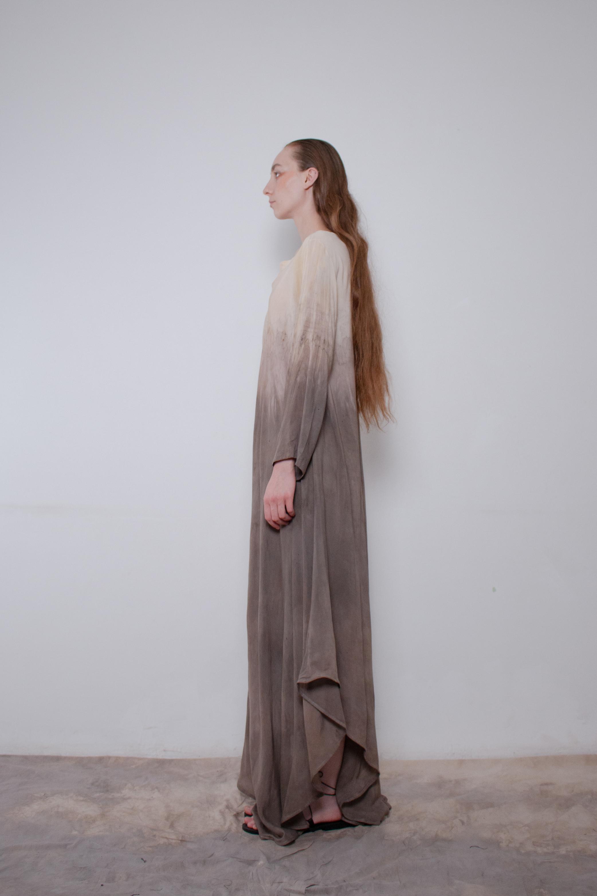 Naturally Dyed Dark Cotton Voile Dress - Avant Gardist