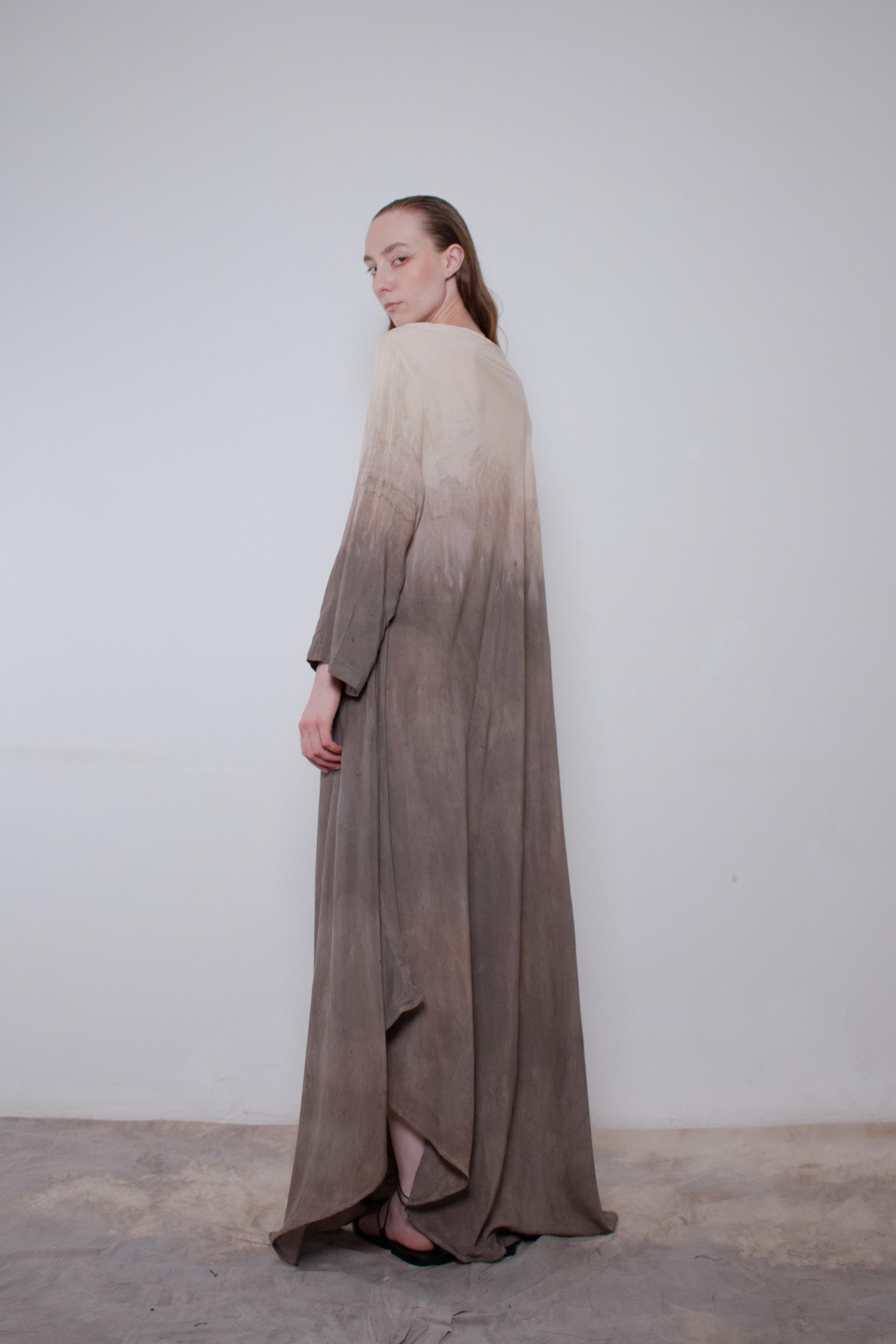 Naturally Dyed Dark Cotton Voile Dress - Avant Gardist