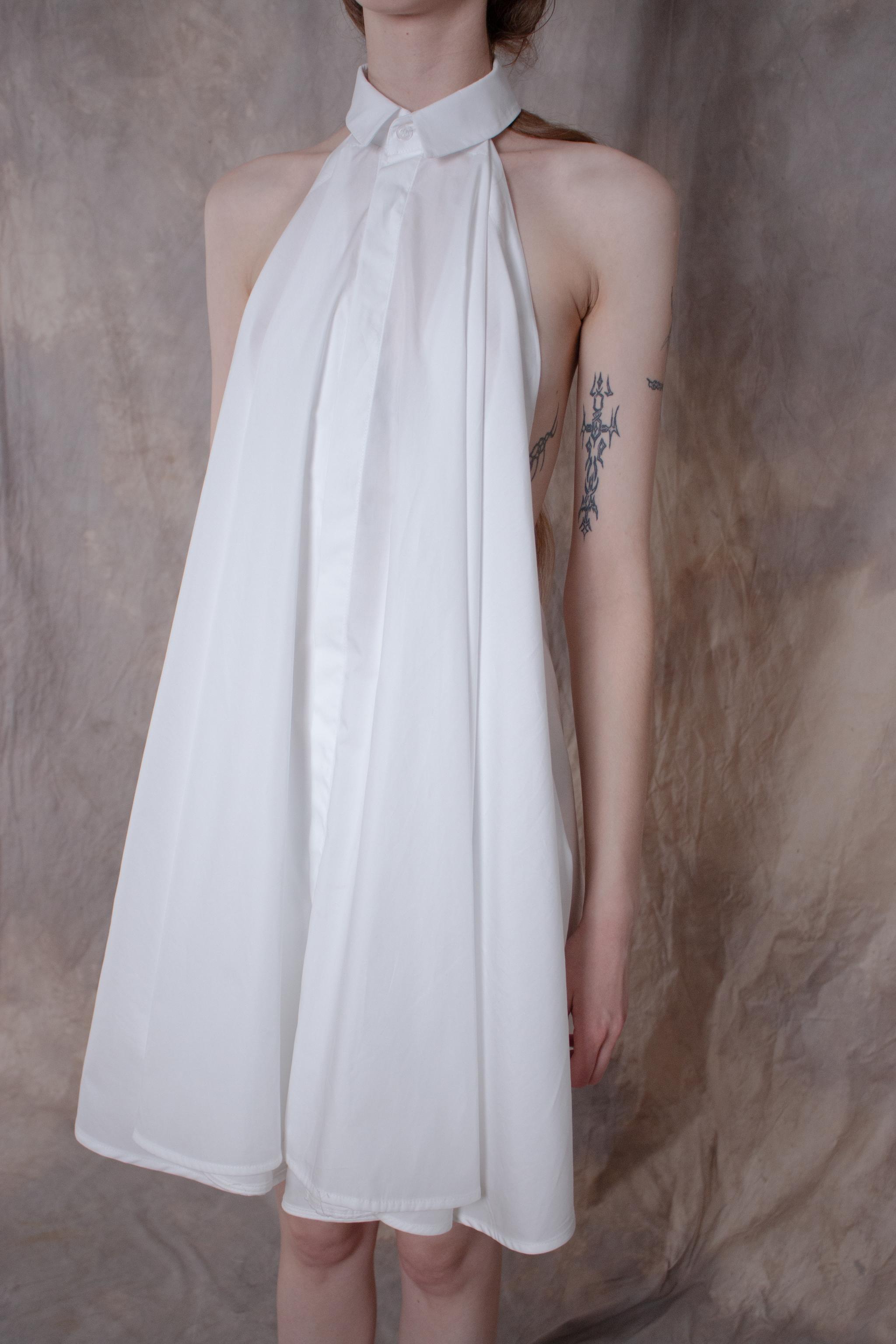 Backless White Cotton Shirt 3XL Backless White Cotton Shirt 3XL